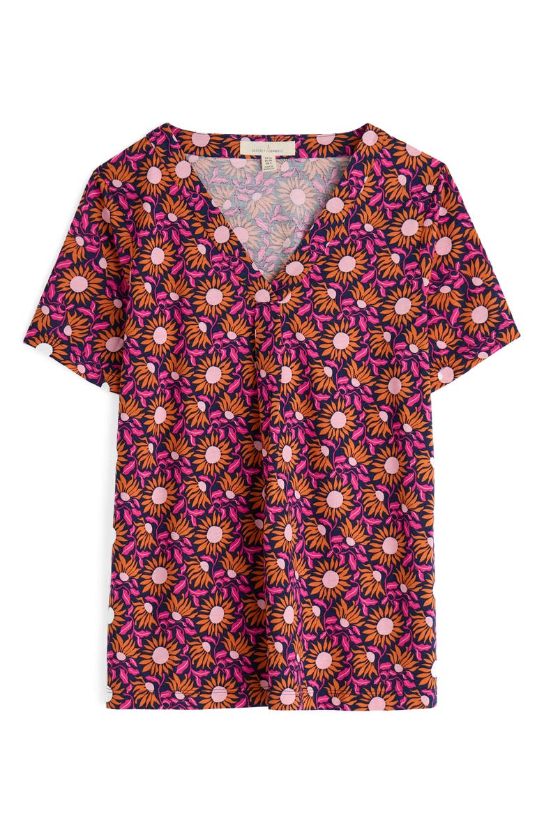 Seasalt Cornwall Barnoon Print Short Sleeve Shirt, Alternate, color, Bold Sunflower Maritime