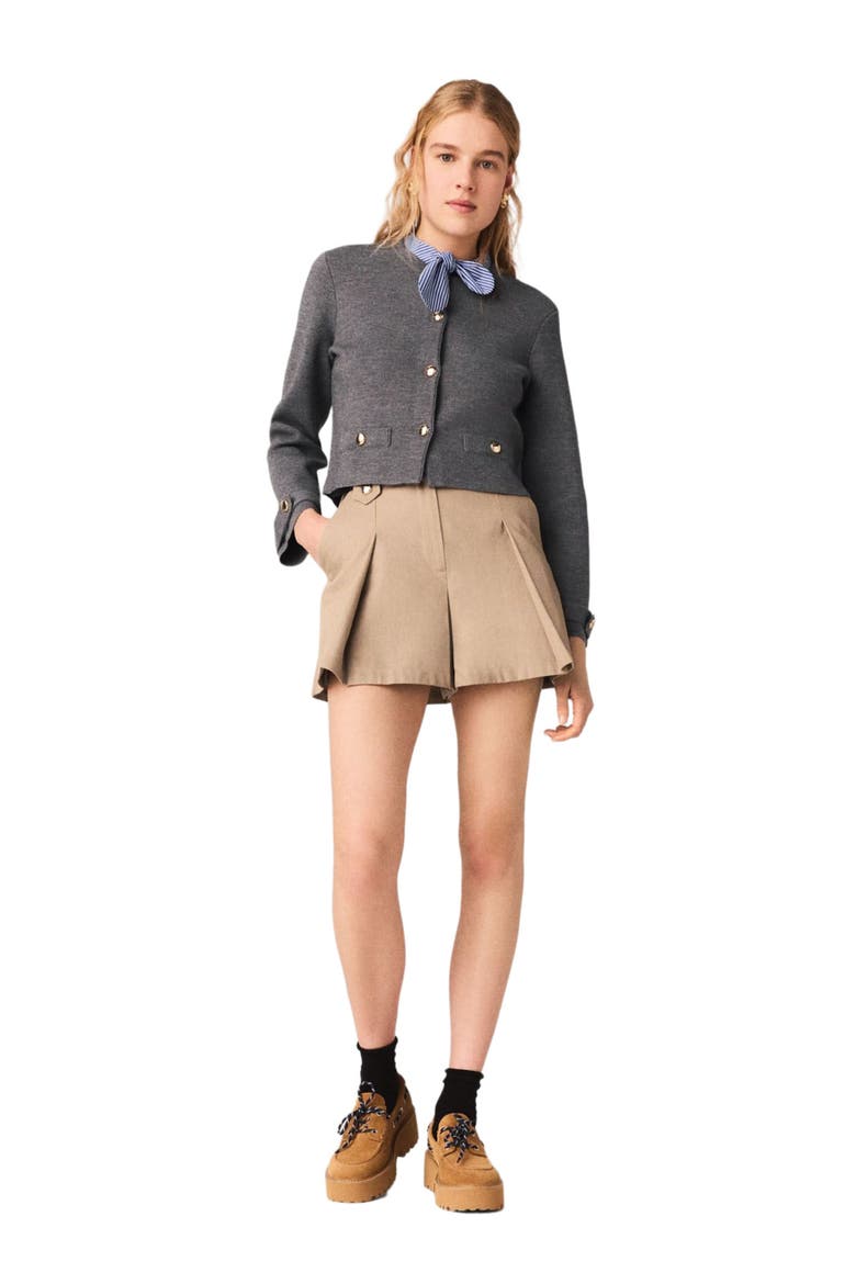 Removable striped collar cardigan, Main, color, Light grey
