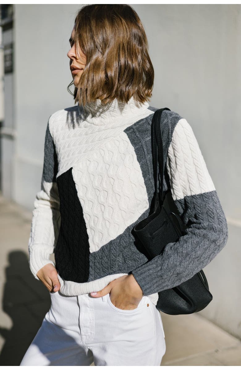 Labeca London Victoria Monochrome Patchwork Cashmere-Blend Sweater, Alternate, color, 