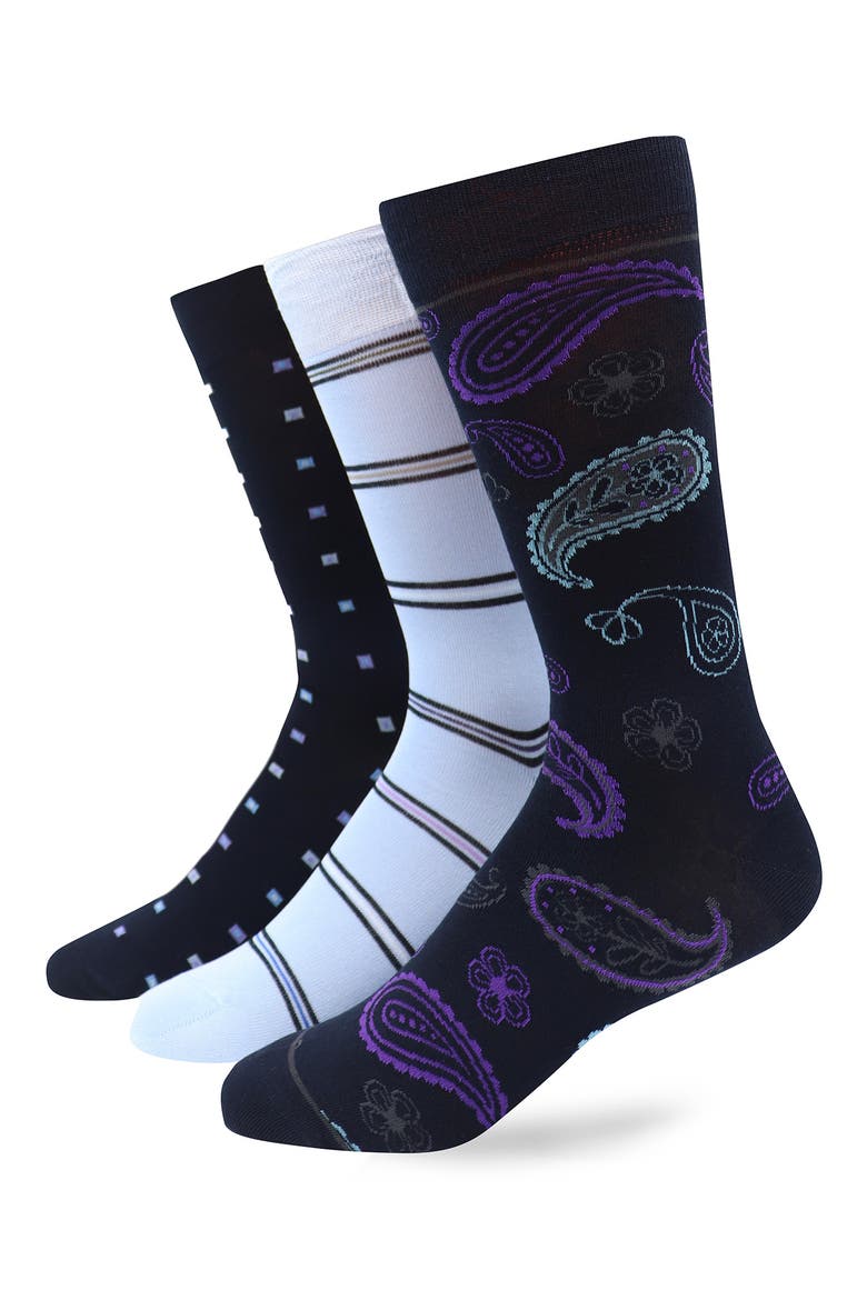 Assorted 3-Pack Crew Socks, Main, color, NAVY