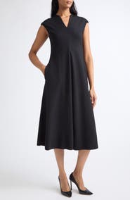 Emporio Armani Punto Milano V-Neck Midi Dress
