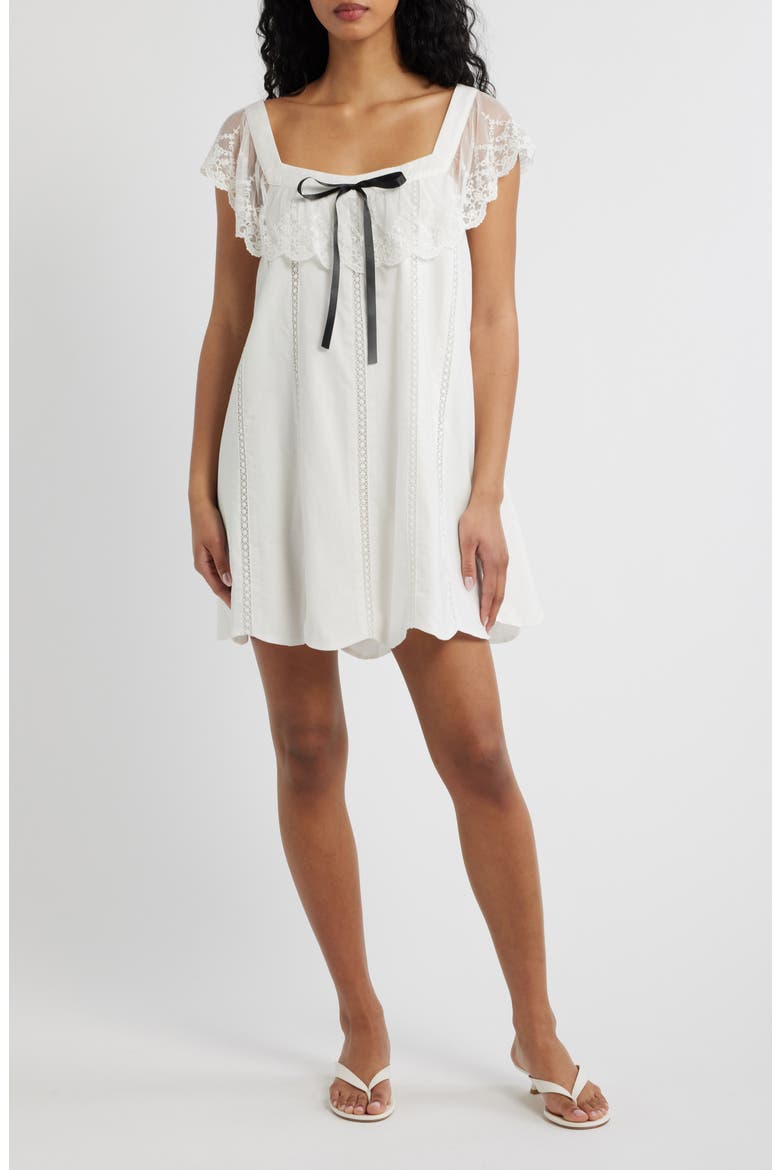 Lana Lace Trim Minidress, Main, color, WHITE