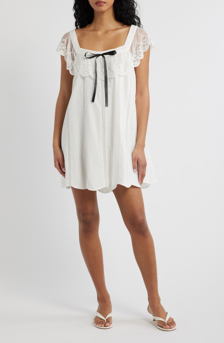 Lulus Lana Lace Trim Minidress, Main, color, White