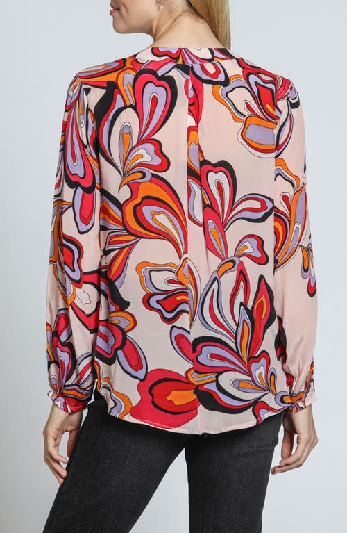 Apny Print Surplice Neck Top In Purple Multi