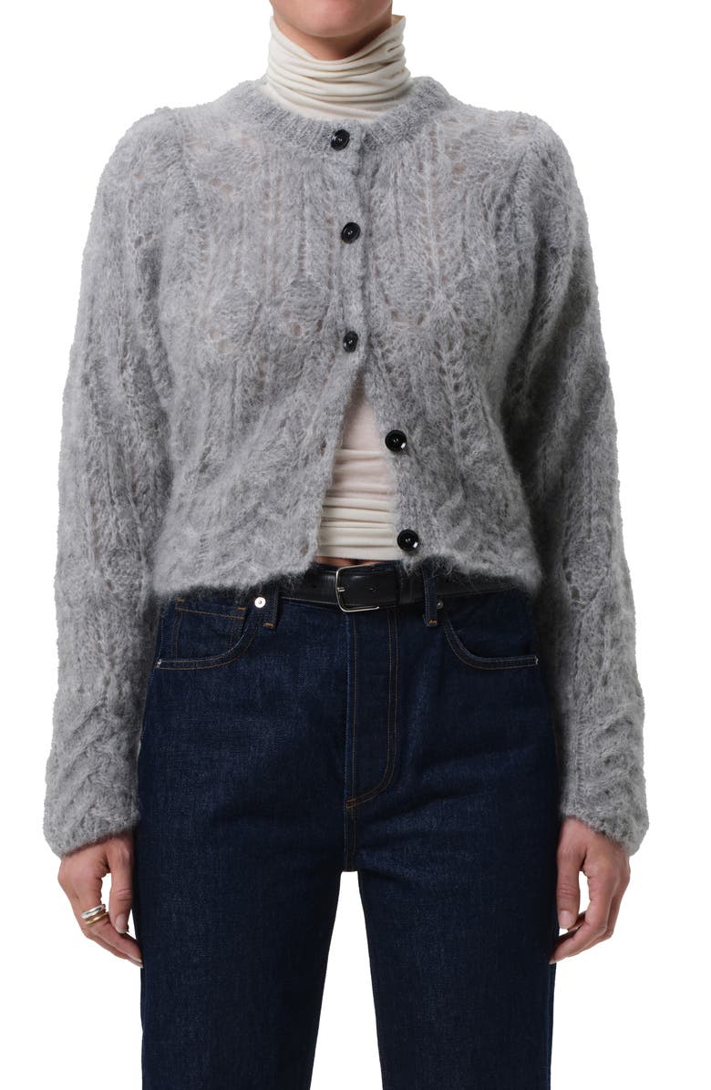 Citizens of Humanity Odette Fuzzy Cardigan, Main, color, Heather Grey L