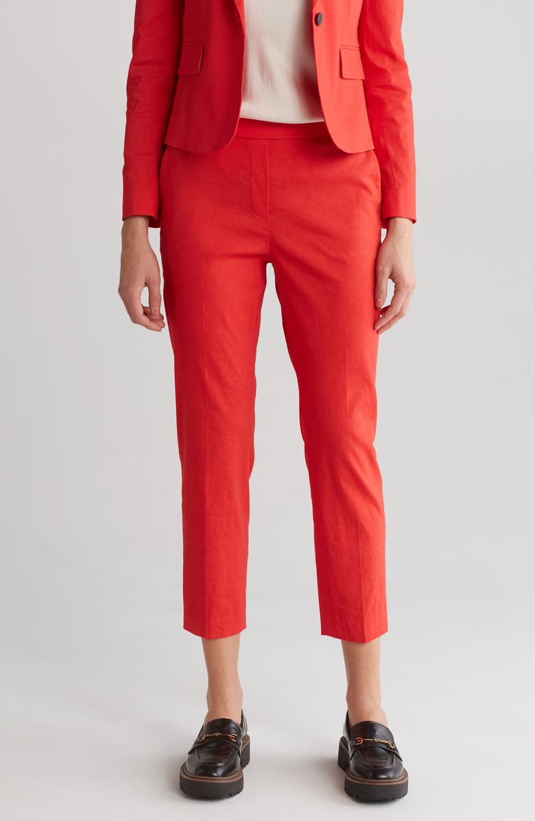 Theory Treeca Linen Blend Pull-On Pants, Main, color, 