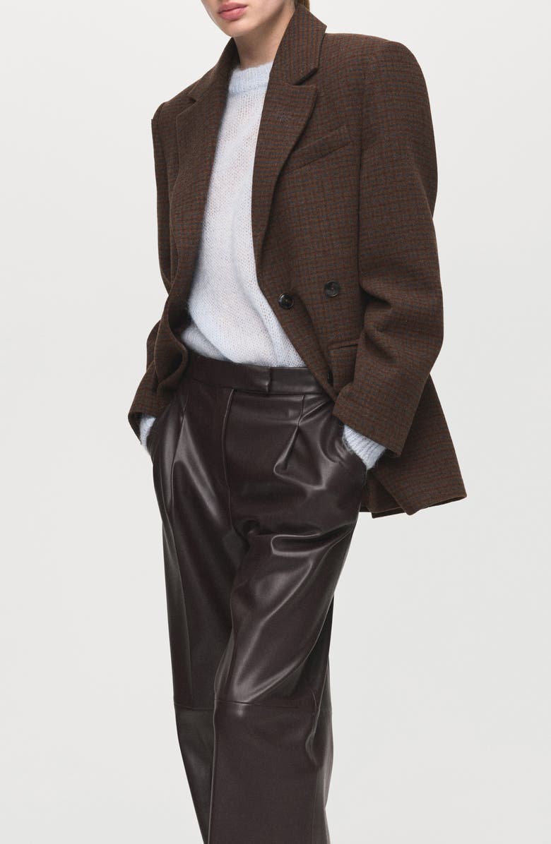 MANGO Riga Faux Leather Wide Leg Pants, Alternate, color, Chocolate