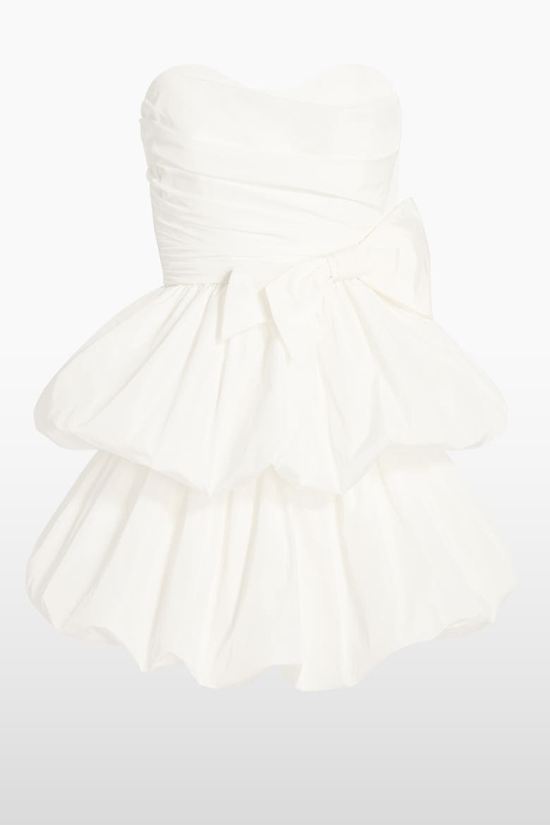 Elaine Bow Tiered Mini Dress, Alternate, color, Ivory