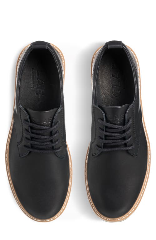 Clae Logan Lugged Plain Toe Derby In Antique Black Leather