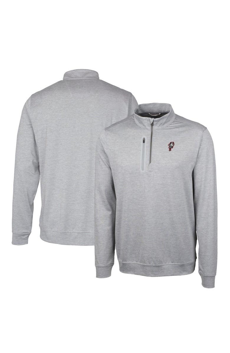 Cutter & Buck Men's Cutter & Buck Gray Ohio State Buckeyes Heathered Vault Stealth Quarter-Zip Pullover Top, Main, color, 