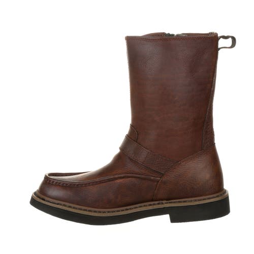 Georgia Boot Waterproof Side Zip Work Wellington In Brown