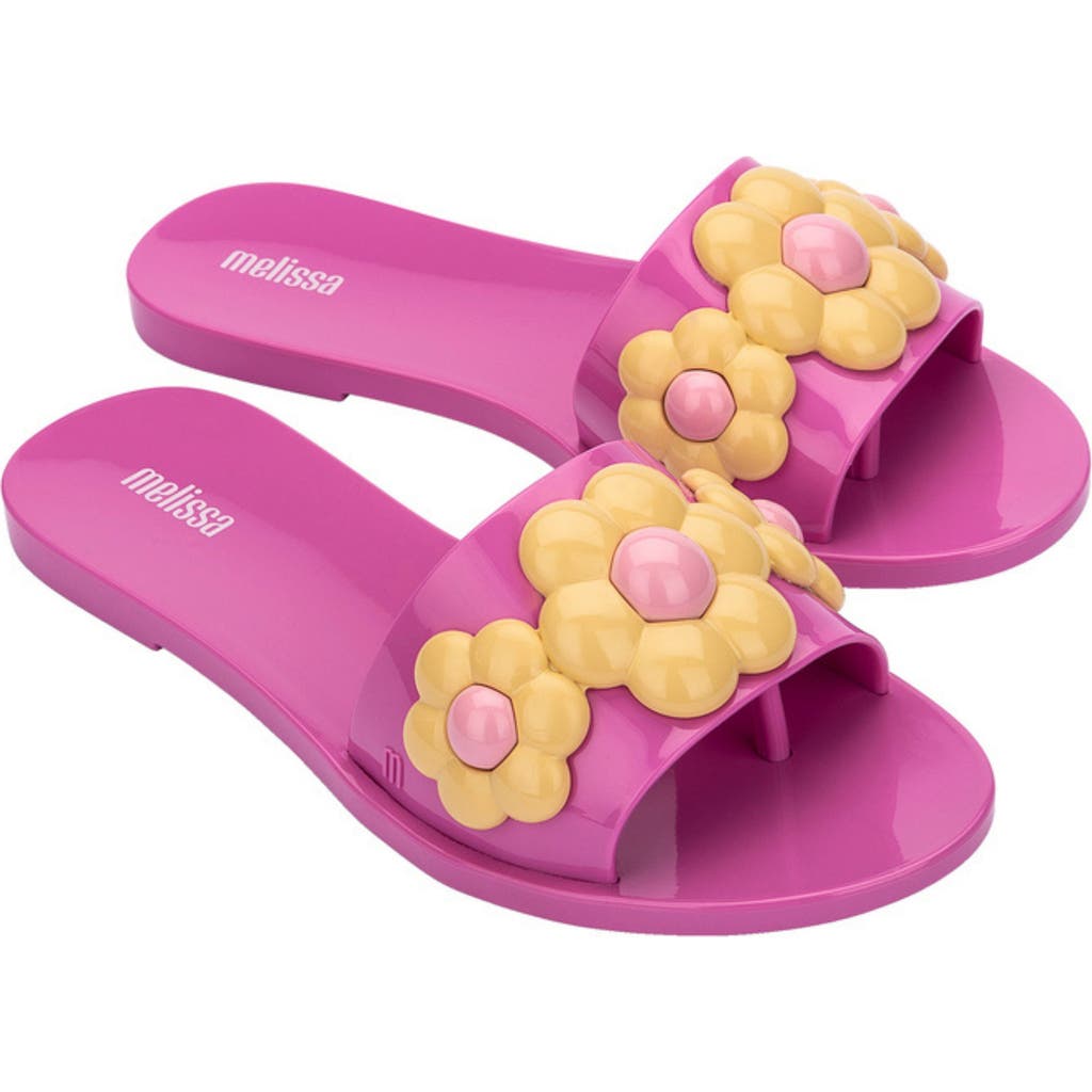 Melissa Babe Spring Slide Sandal In Lilac/yellow