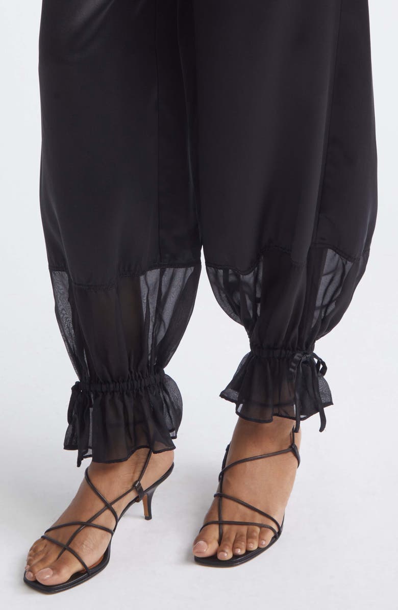 Ulla Johnson Camile Mixed Media Cinched Silk Pants, Alternate, color, Noir