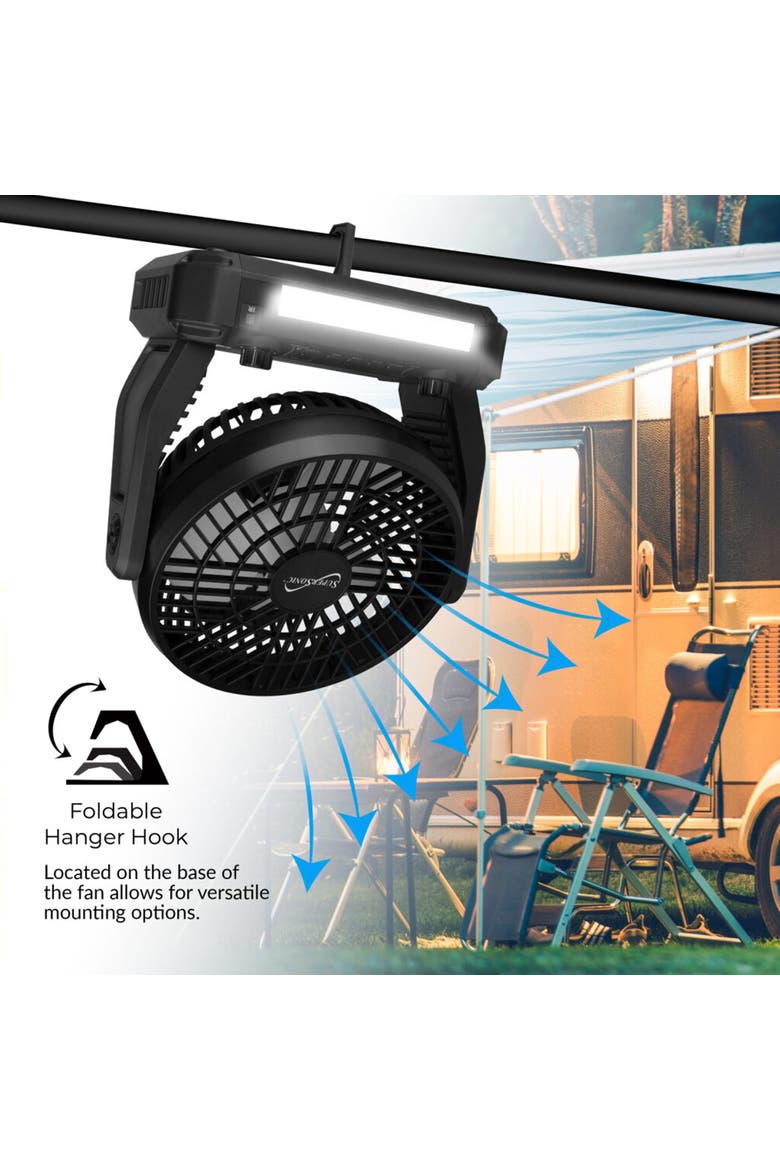 Solar Power Fan W/  Speaker, LED Flashlight, Remote, Alternate, color, Black