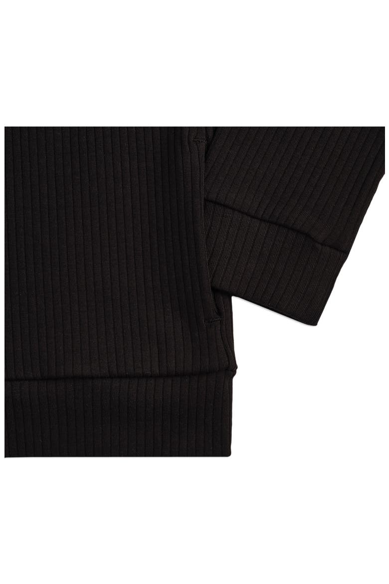 Kids' Bow Society Ribbed Stretch Cotton Hoodie, Alternate, color, PUMA BLACK