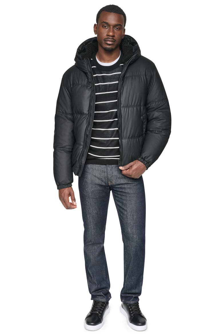 Water Resistant Hooded Puffer Jacket, Alternate, color, BLACK