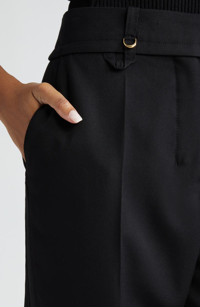 Jacquemus Le Pantalon Tibau Split Hem Wool Pants, Alternate, color, Black