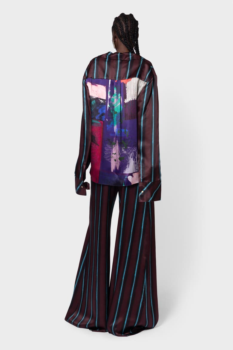 Delan Printed Silk Shirt, Alternate, color, Calliope / Aqua