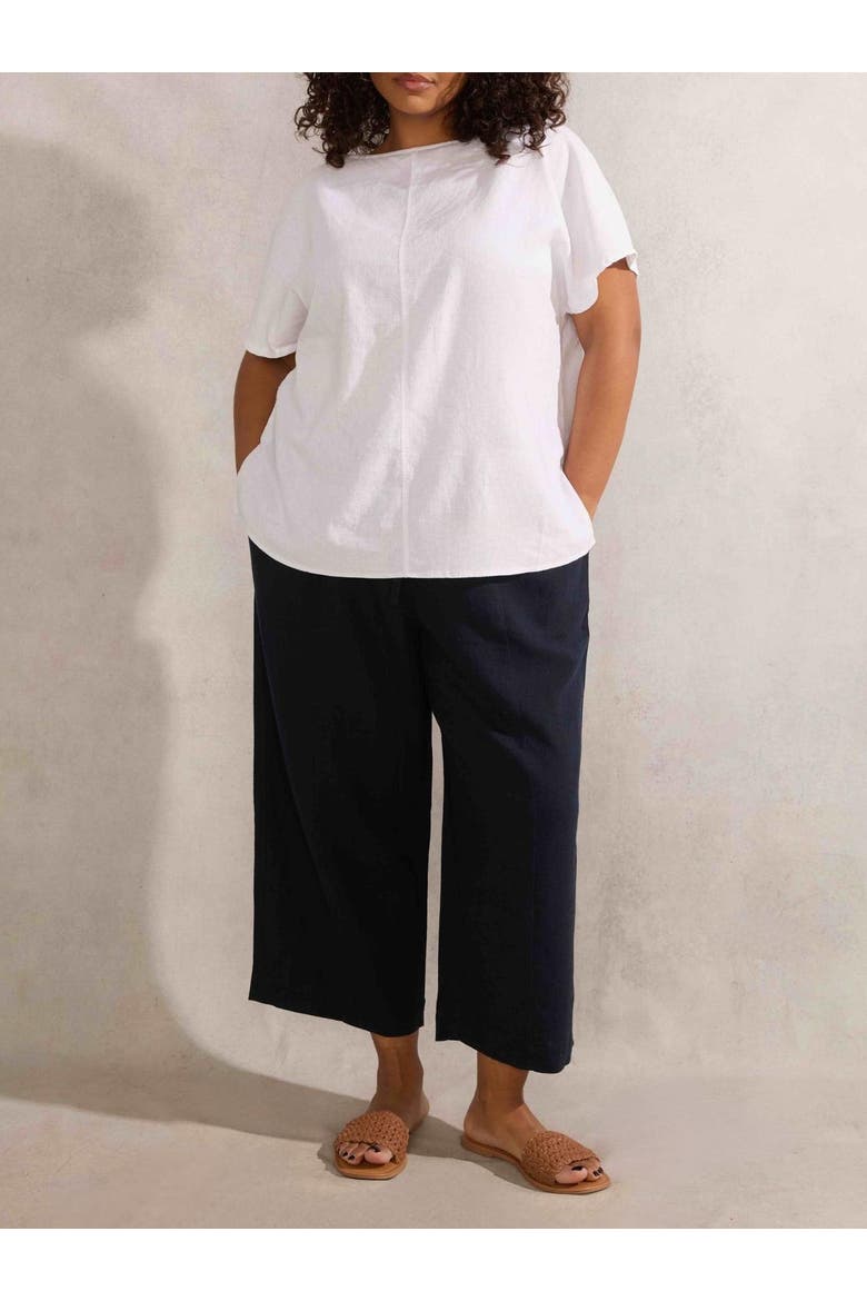 Linen Mix Tapered Pants, Alternate, color, Navy