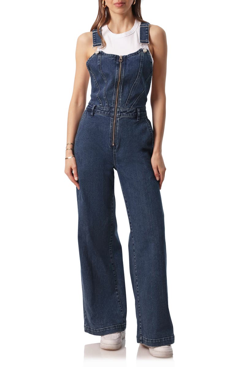Avec Les Filles Corset Denim Overalls, Main, color,