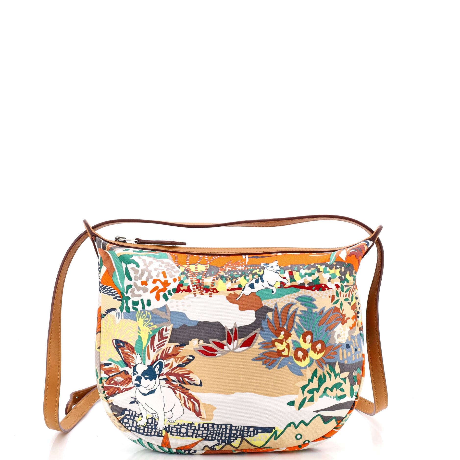Sursoie To Go Pouch Printed Silk and Leather, Main, color, Brown