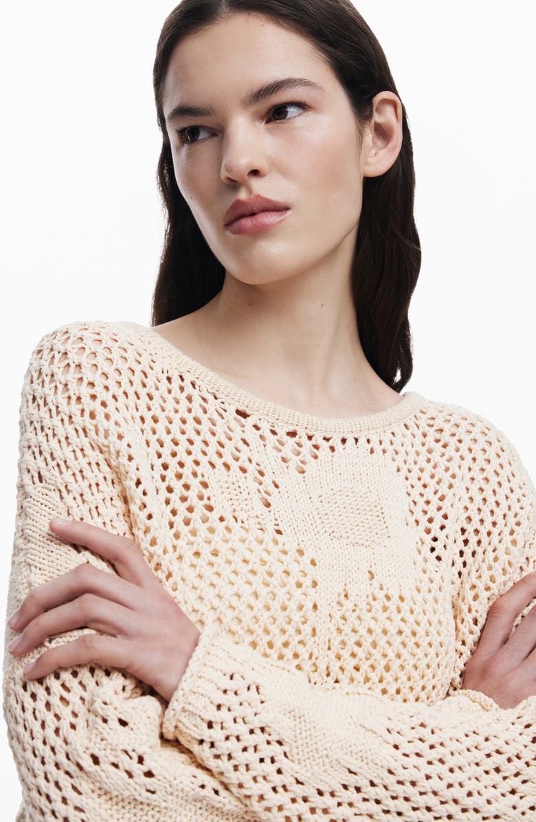 Desigual Open Stitch Sweater, Alternate, color, Light Beige