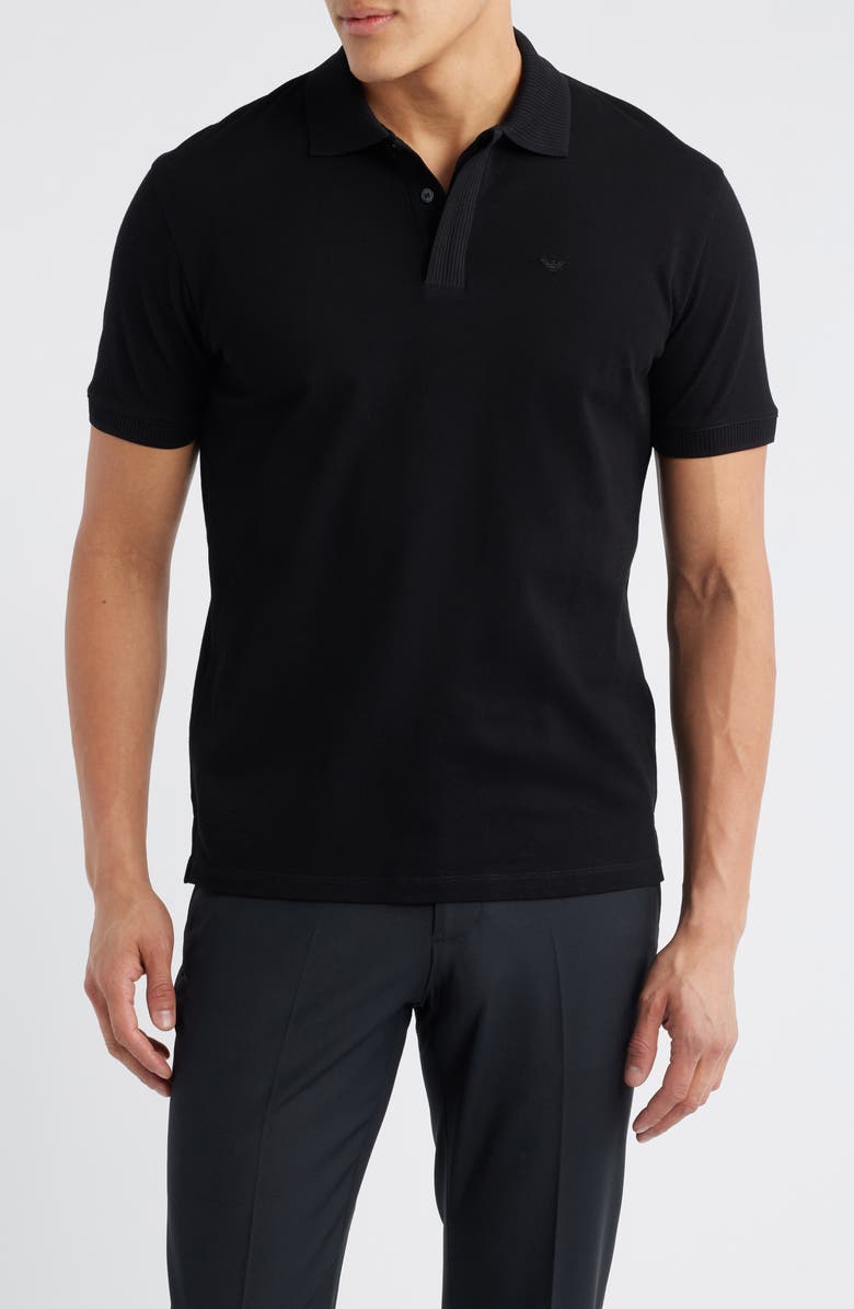 Emporio Armani Embroidered Logo Trim Polo, Main, color, 