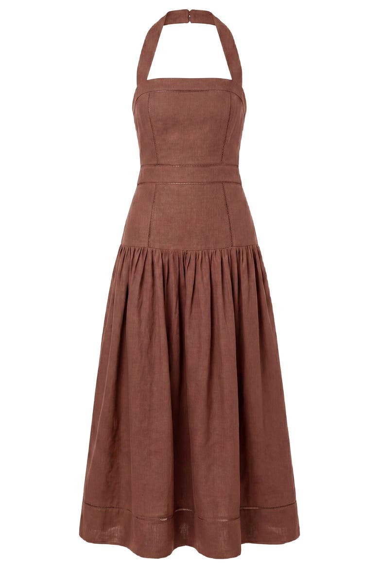 Vivianne Linen Dress, Alternate, color, MOCHA