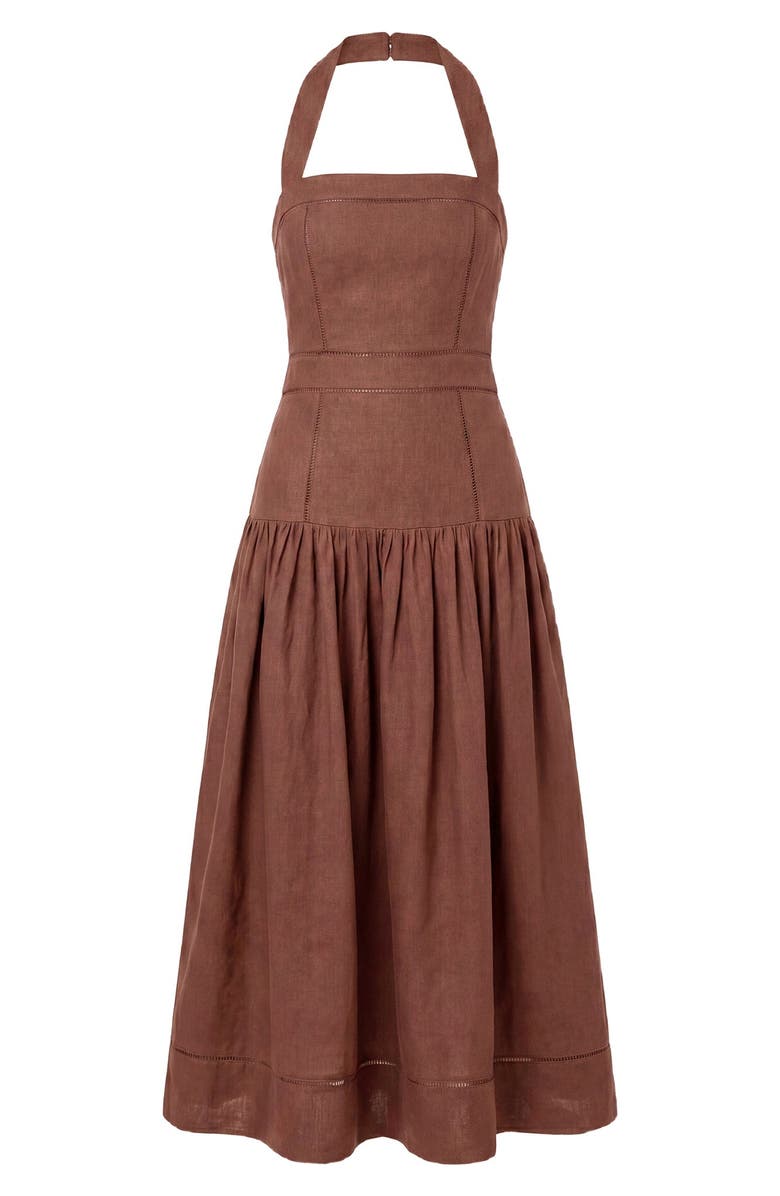 NICHOLAS Vivianne Linen Dress, Alternate, color, Mocha