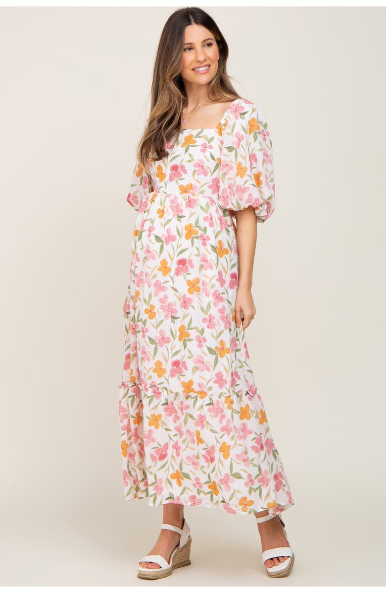 PinkBlush Floral Puff Sleeve Maxi Dress, Main, color, White