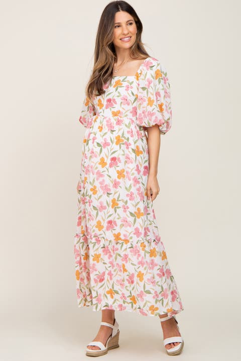 Floral Puff Sleeve Maxi Dress