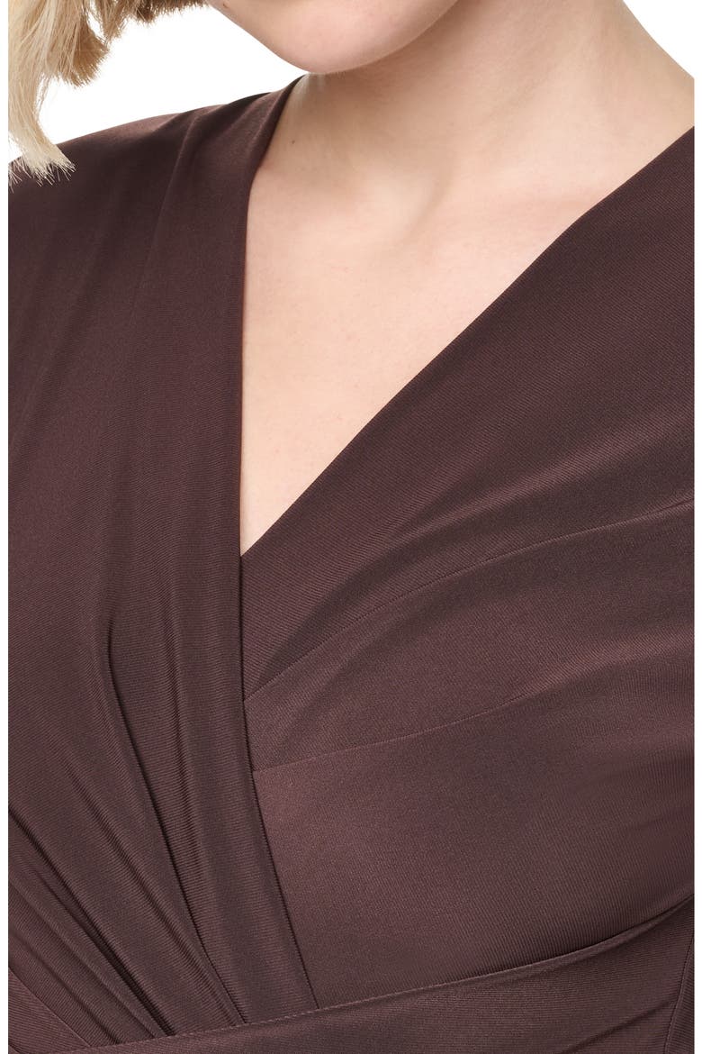 Long Sleeve V-Neck Midi Dress, Alternate, color, CHOCOLATE