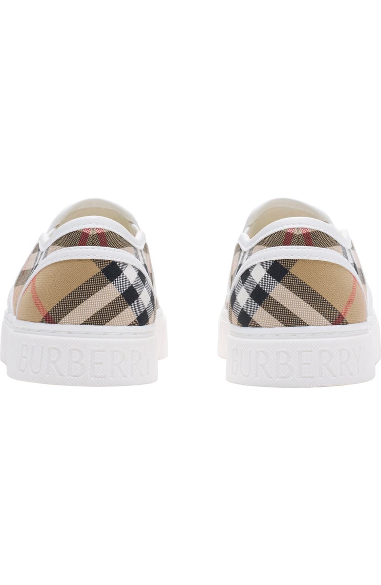 Burberry Check Cotton Slip-on Sneakers, Alternate, color, Sand Beige