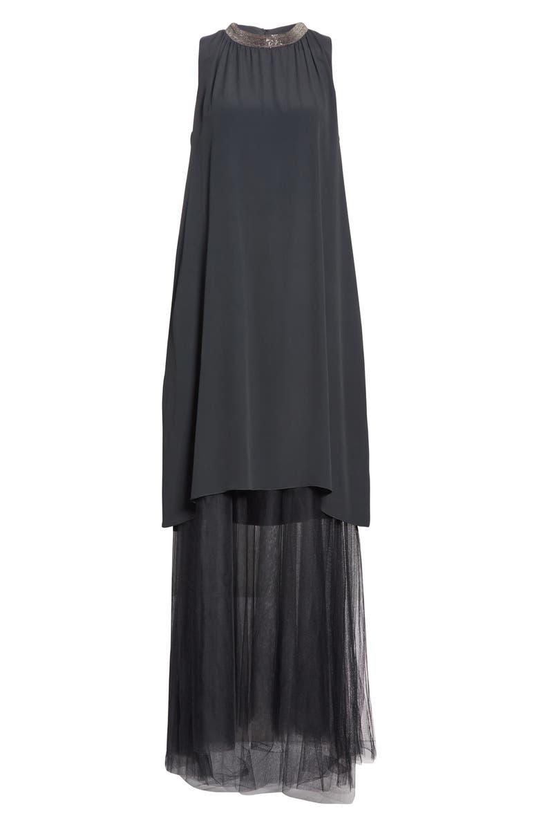 Fabiana Filippi Tulle Hem Maxi Dress, Alternate, color, 