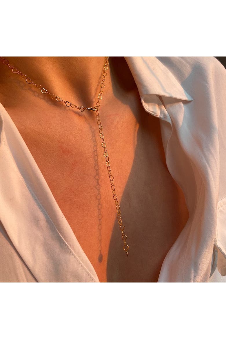 Love Heart Sterling Silver Chain Necklace, Alternate, color, Gold