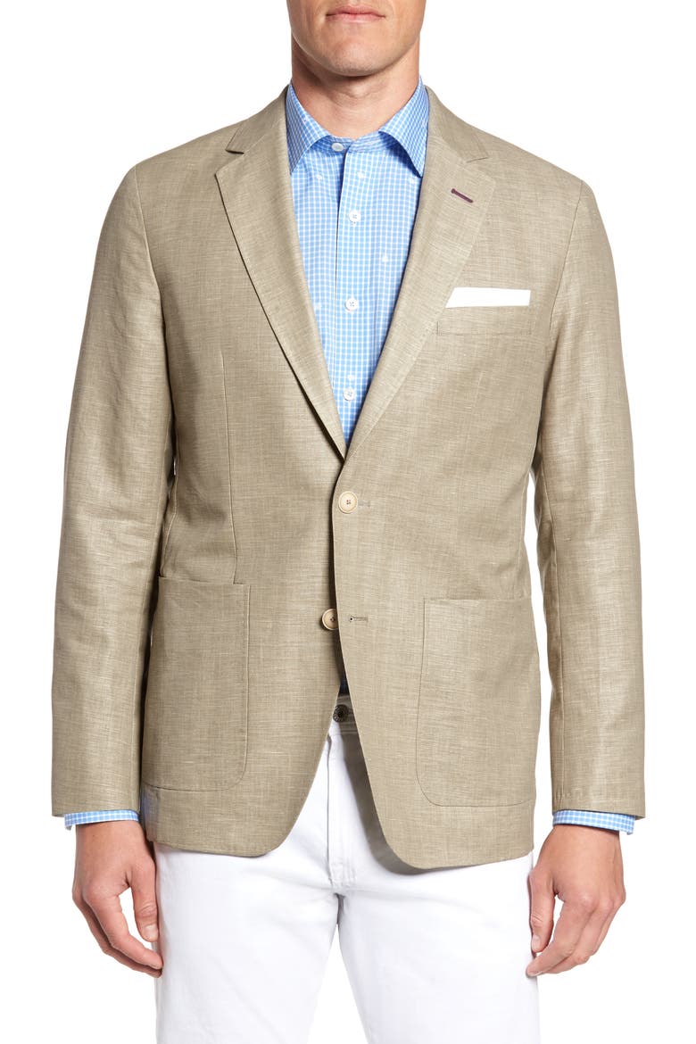 Cotton & Linen Blazer, Main, color, KHAKI