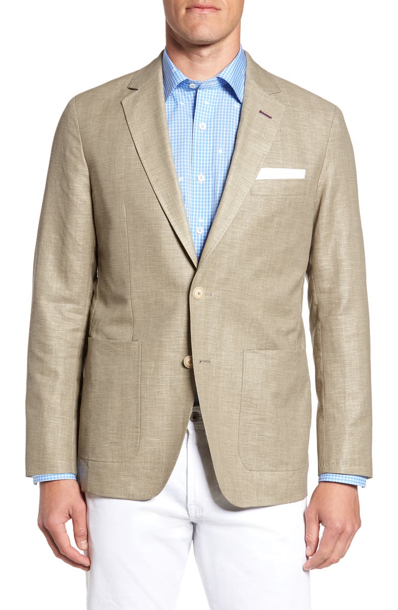 Bugatchi Cotton & Linen Blazer, Main, color, 
