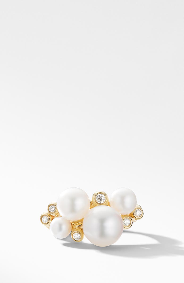 David Yurman 18K Gold Pearl Cluster Ring with Diamonds, Main, color, 