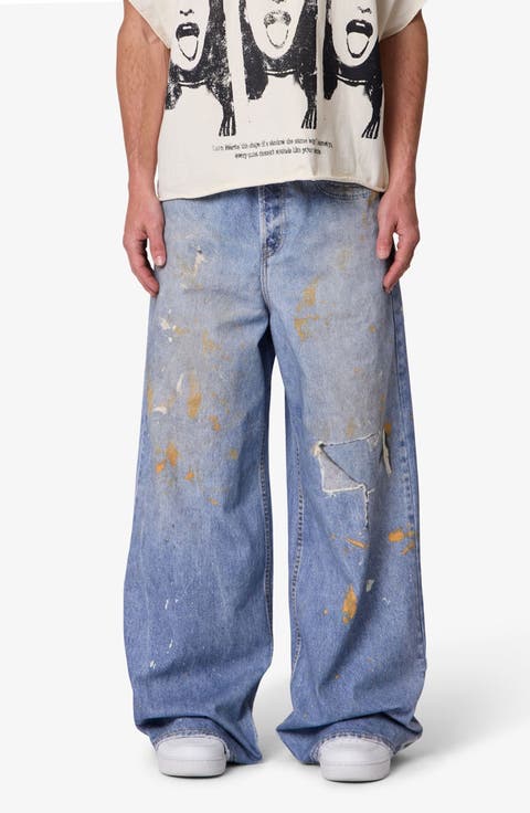 Rave Distressed Wide Leg Relaxed Jeans