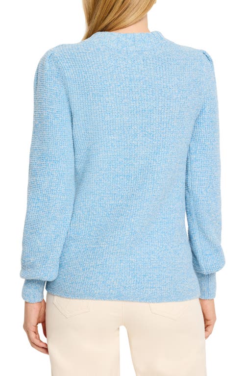 Nic + Zoe Nic+zoe Waffle Stitch Crewneck Sweater In Blue Jewel