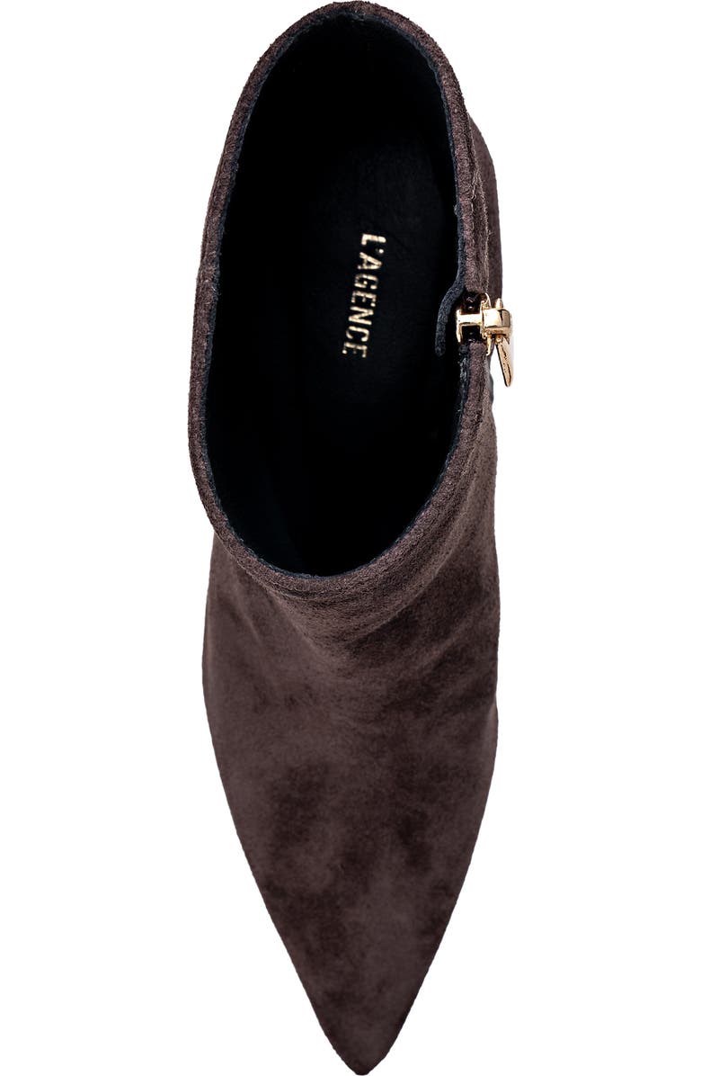 L'AGENCE Lilly Pointed Toe Bootie, Alternate, color, Dark Brown Suede
