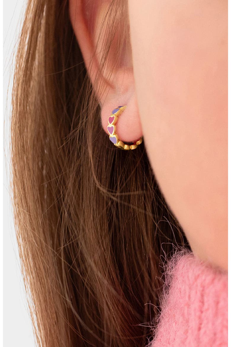 Enamel Cascading Heart Girl Earrings, Alternate, color, Purple