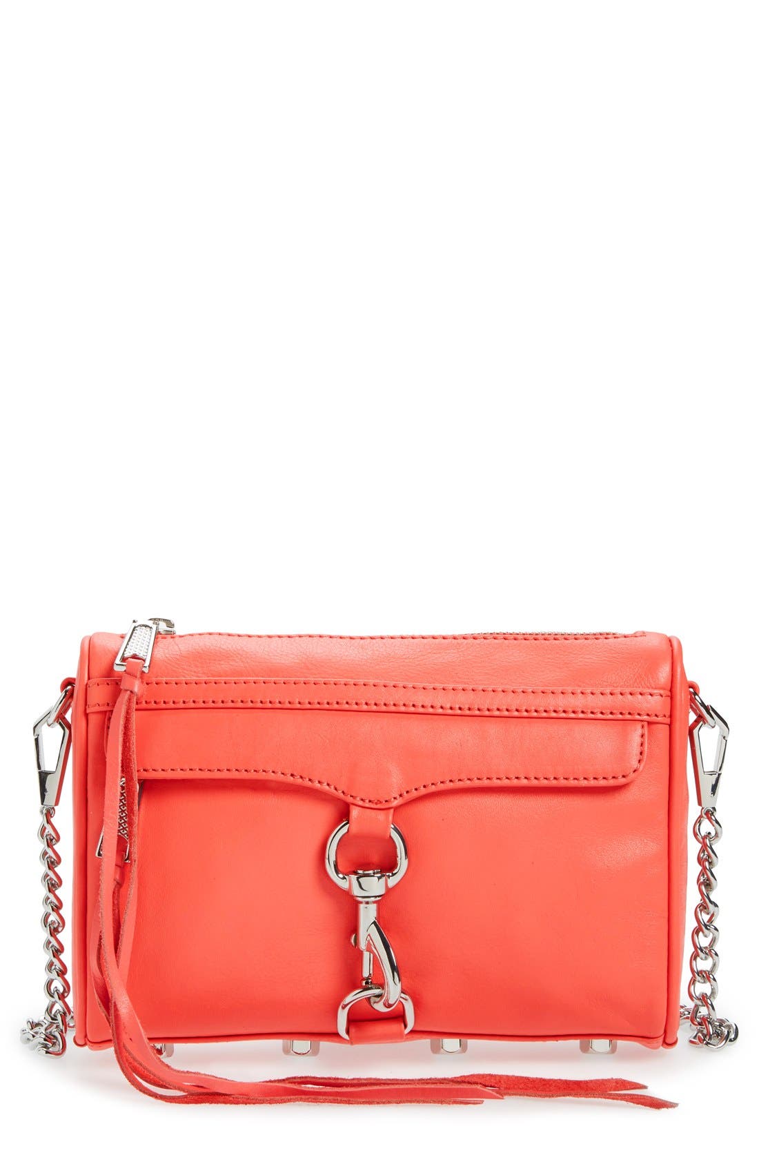 Mini MAC Convertible Crossbody Bag, Main, color, BRIGHT CORAL/ SILVER
