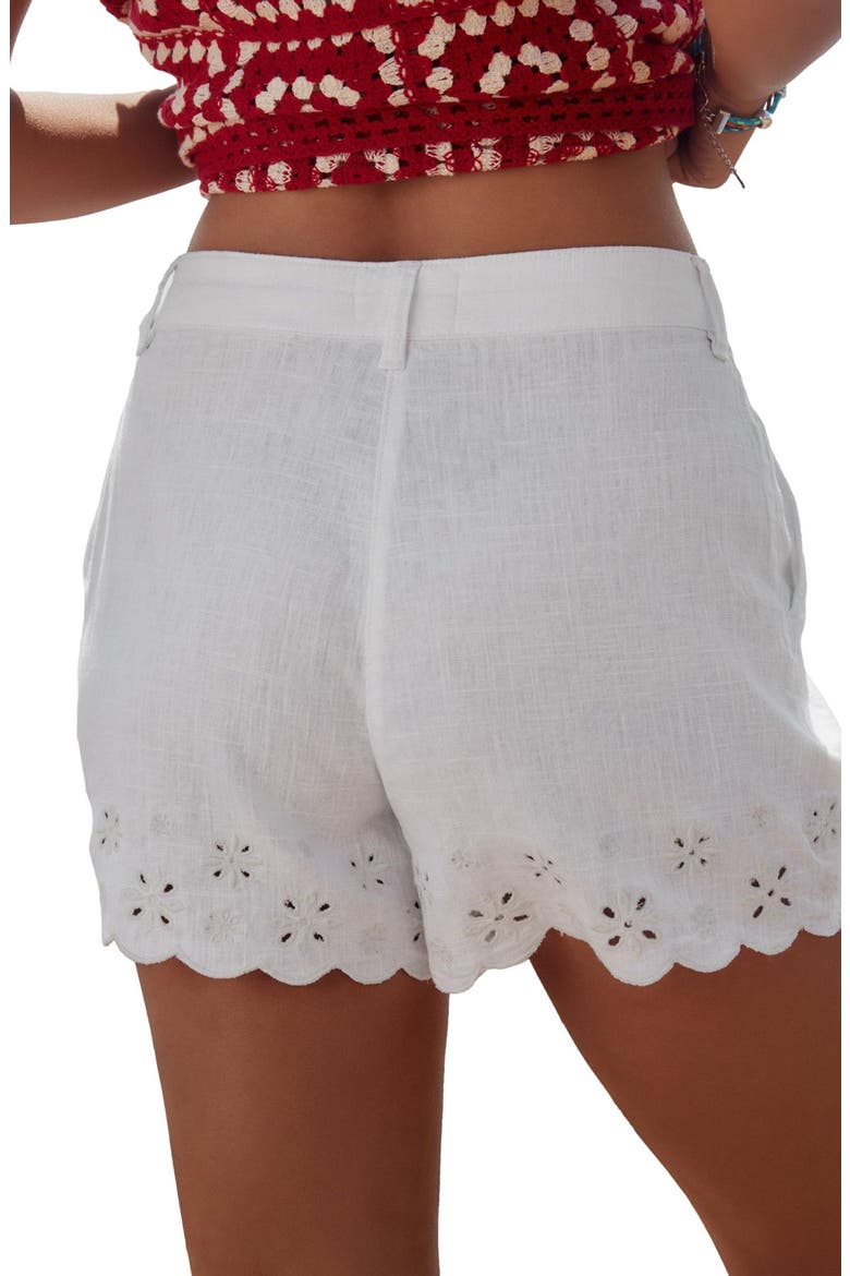 Embroidered Eyelet Linen Blend Shorts, Alternate, color, WHITE