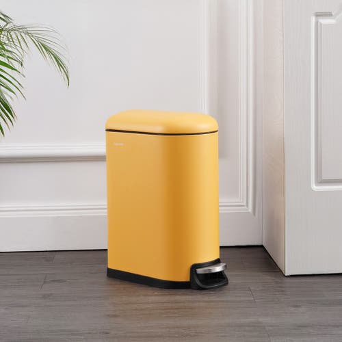 Happimess Roland Mini 2.6-gallon Step-open Trash Can In Daffodil Yellow