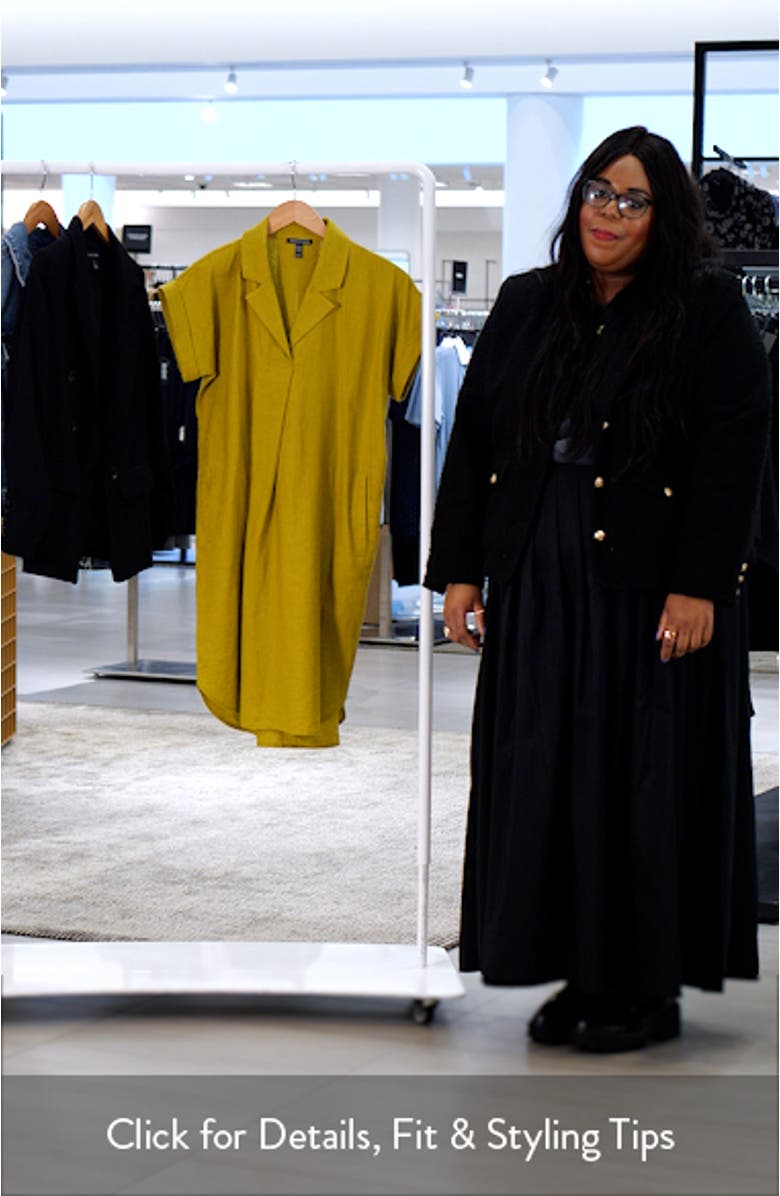 Cuff Sleeve Organic Linen Shift Dress, sales video thumbnail