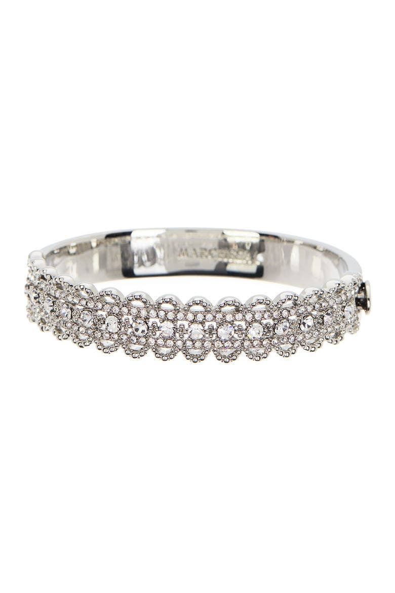 Pave Crystal Filigree Bangle Bracelet, Main, color, SILVER/CRYSTAL