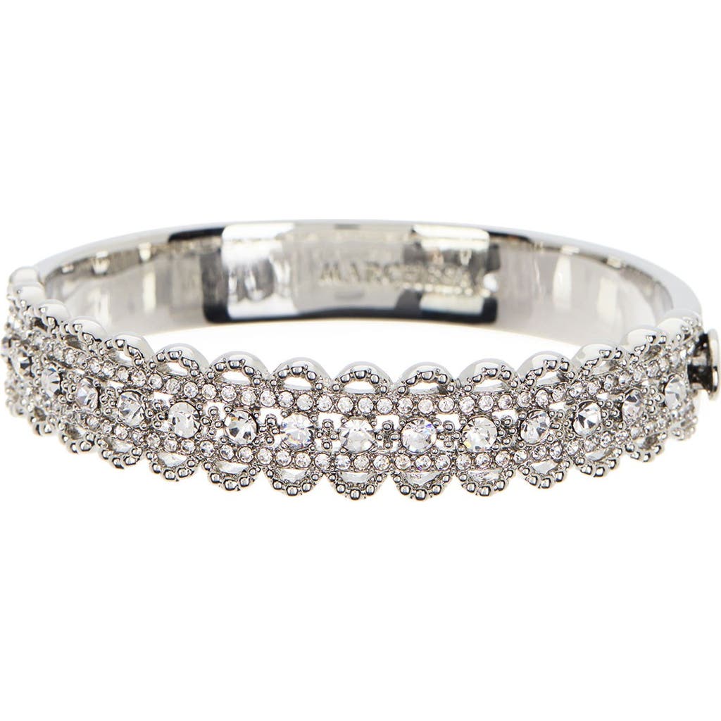 Marchesa Pave Crystal Filigree Bangle Bracelet in Silver/crystal  product
