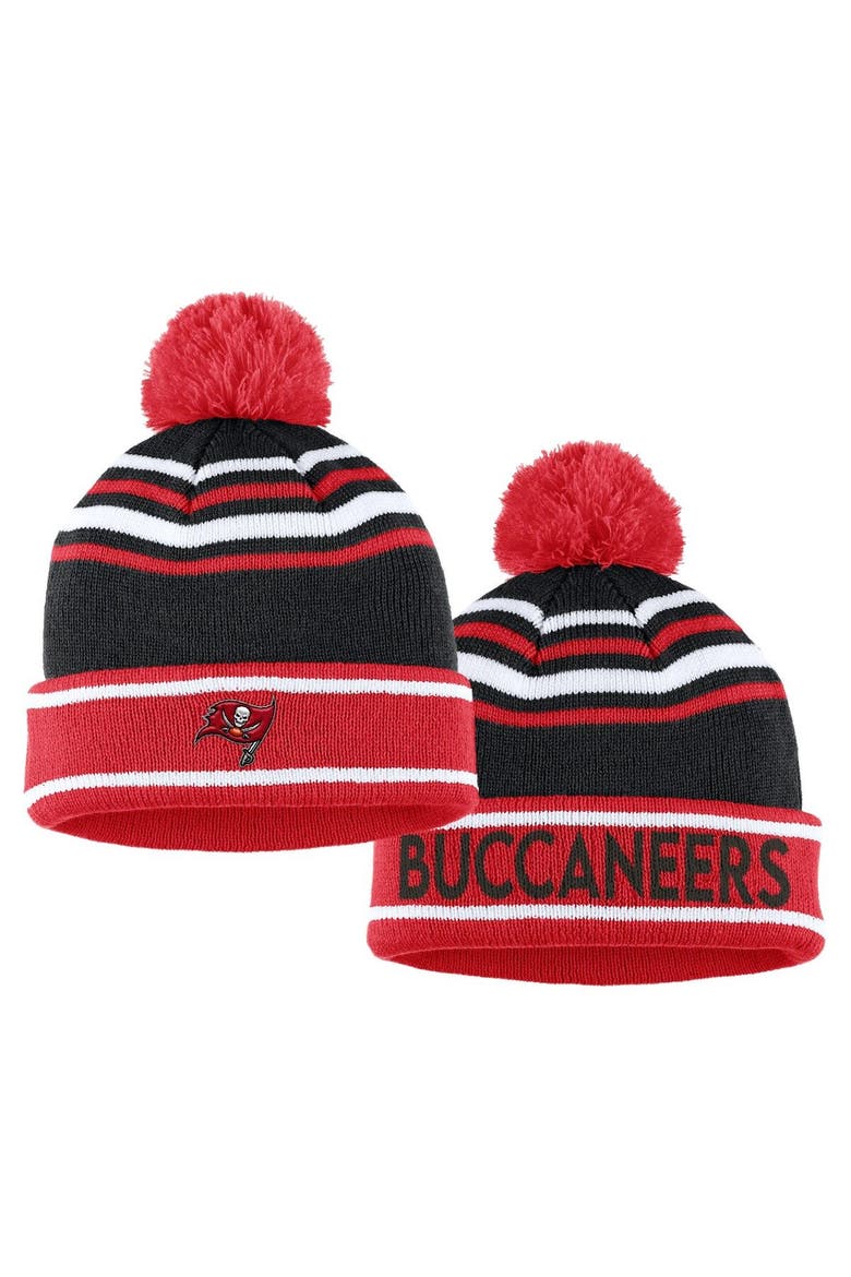 Women's WEAR by Erin Andrews Red Tampa Bay Buccaneers Colorblock Cuffed Knit Hat with Pom and Scarf Set, Alternate, color, Red