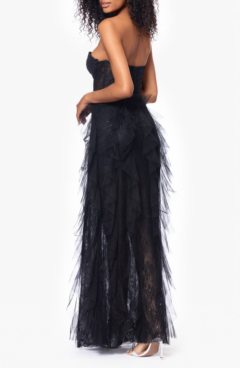 Betsy & Adam Sequin Lace Strapless Gown, Alternate, color, 